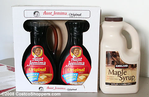 Costco Syrup, Kirkland Maple, Aunt Jemima